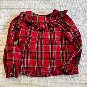 Crewcuts Tartan Red Plaid Ruffle Blouse
